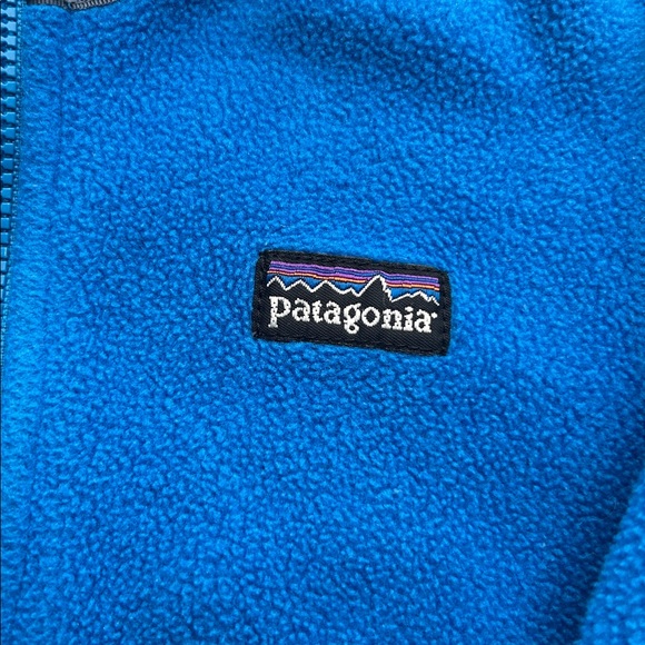 Patagonia Baby Boy Bright Blue Synchilla Fleece Jacket Lime Accents Size 12M - Picture 3 of 5